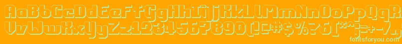 commonwealth3d-Schriftart – Grüne Schriften auf orangefarbenem Hintergrund