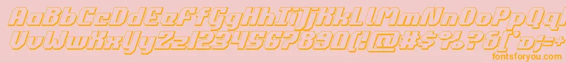 commonwealth3dital-Schriftart – Orangefarbene Schriften auf rosa Hintergrund