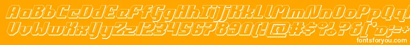commonwealth3dital-Schriftart – Weiße Schriften auf orangefarbenem Hintergrund