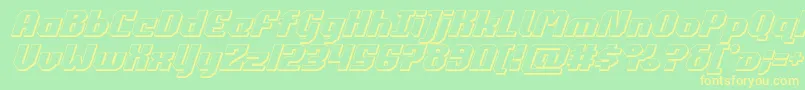 フォントcommonwealth3dital – 黄色の文字が緑の背景にあります