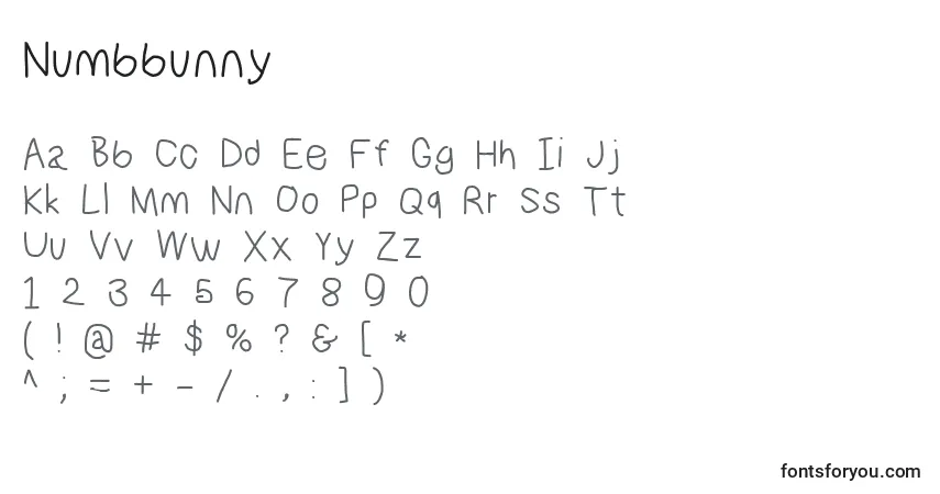 Czcionka Numbbunny – alfabet, cyfry, specjalne znaki