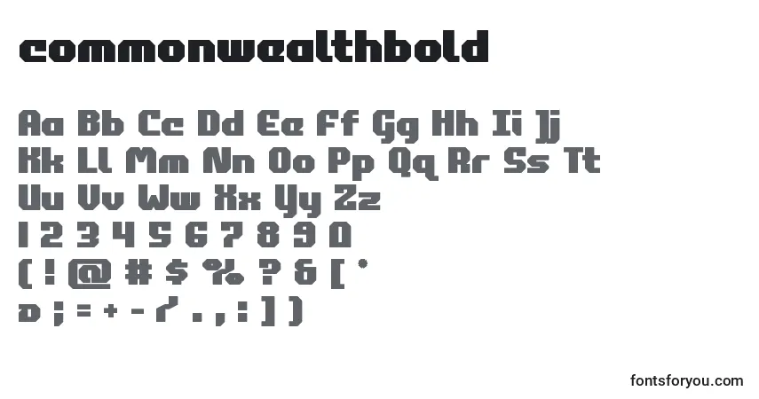 Шрифт Commonwealthbold (123861) – алфавит, цифры, специальные символы