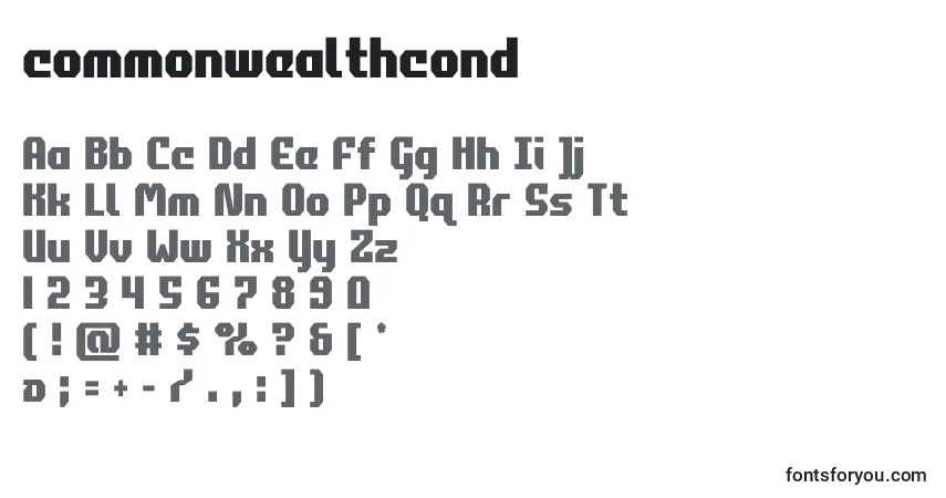 A fonte Commonwealthcond – alfabeto, números, caracteres especiais