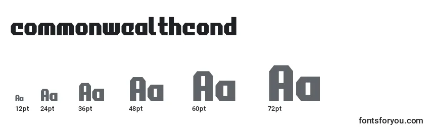 Commonwealthcond Font Sizes