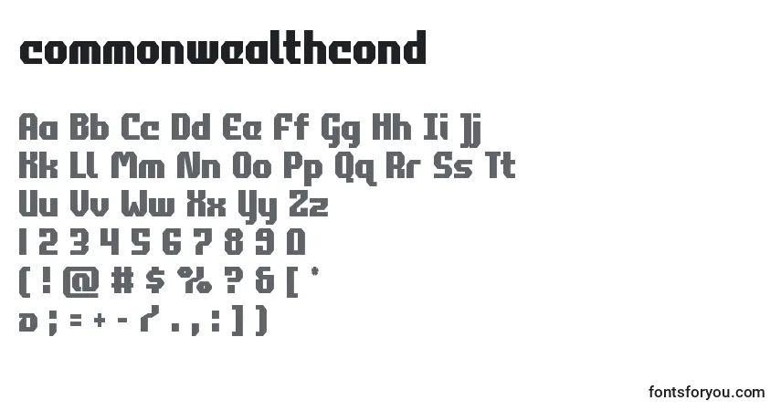 Шрифт Commonwealthcond (123865) – алфавит, цифры, специальные символы