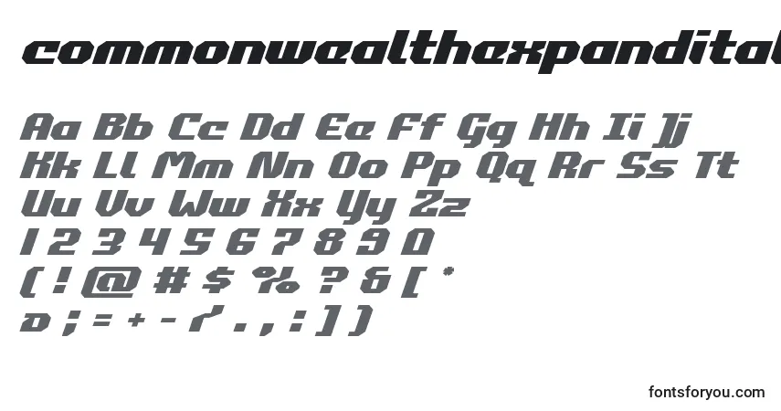 Fuente Commonwealthexpandital (123871) - alfabeto, números, caracteres especiales