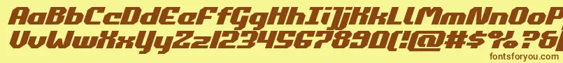 commonwealthexpandital-Schriftart – Braune Schriften auf gelbem Hintergrund