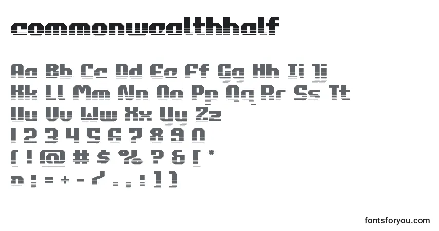 Schriftart Commonwealthhalf (123873) – Alphabet, Zahlen, spezielle Symbole