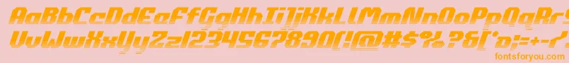 フォントcommonwealthhalfital – オレンジの文字がピンクの背景にあります。