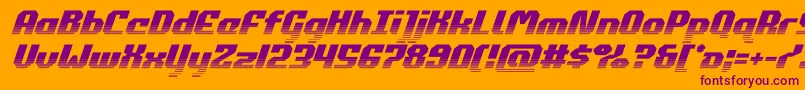 commonwealthhalfital-Schriftart – Violette Schriften auf orangefarbenem Hintergrund