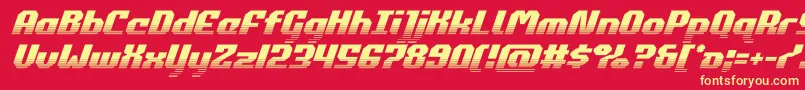 commonwealthhalfital-Schriftart – Gelbe Schriften auf rotem Hintergrund