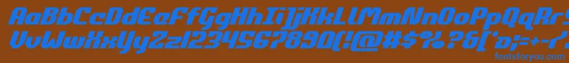 フォントcommonwealthital – 茶色の背景に青い文字