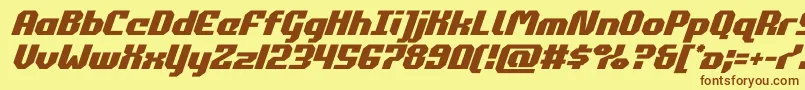 フォントcommonwealthital – 茶色の文字が黄色の背景にあります。