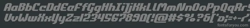 commonwealthital-fontti – harmaat kirjasimet mustalla taustalla