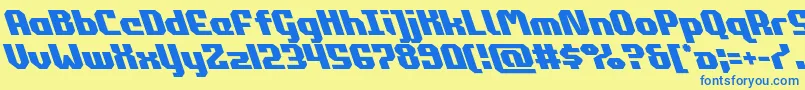 フォントcommonwealthleft – 青い文字が黄色の背景にあります。