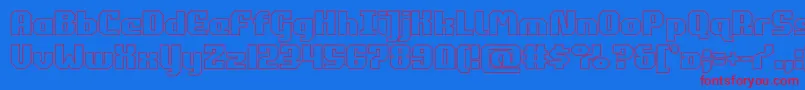 commonwealthout-Schriftart – Rote Schriften auf blauem Hintergrund