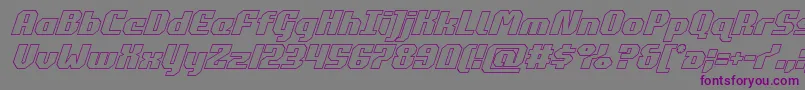 フォントcommonwealthoutital – 紫色のフォント、灰色の背景
