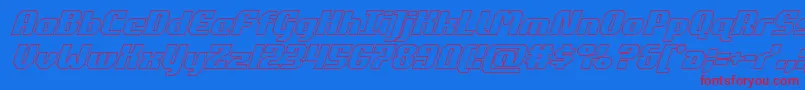 フォントcommonwealthoutital – 赤い文字の青い背景