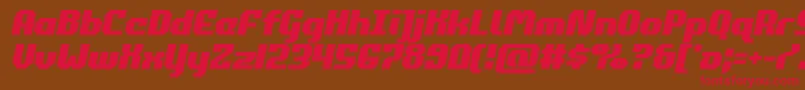 フォントcommonwealthsemital – 赤い文字が茶色の背景にあります。