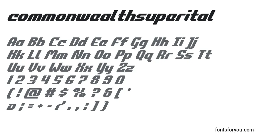 Schriftart Commonwealthsuperital – Alphabet, Zahlen, spezielle Symbole