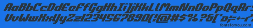 フォントcommonwealthsuperital – 黒い文字の青い背景