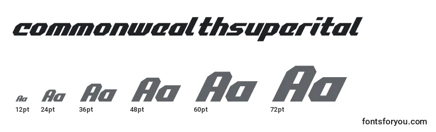 Tamanhos de fonte Commonwealthsuperital