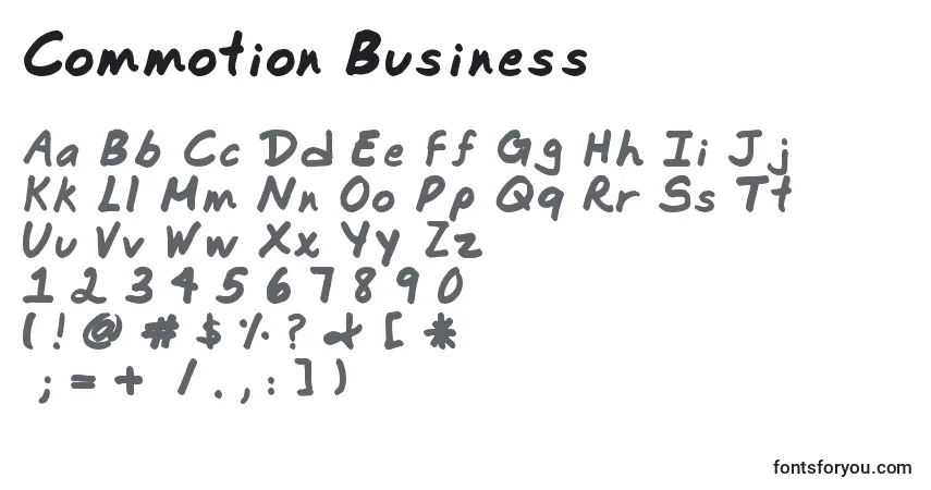 Czcionka Commotion Business – alfabet, cyfry, specjalne znaki