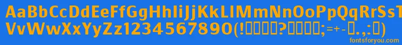 フォントCOMMSB   – オレンジ色の文字が青い背景にあります。