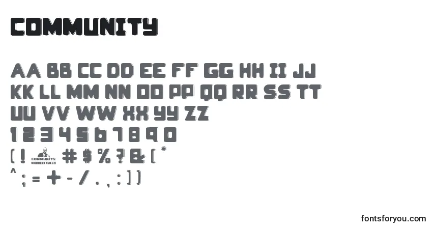 Czcionka Community – alfabet, cyfry, specjalne znaki