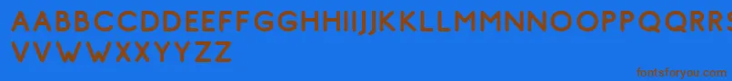 フォントComodo Regular Free – 茶色の文字が青い背景にあります。