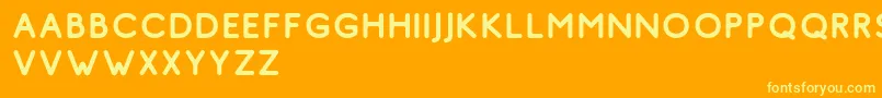 Comodo Regular Free-Schriftart – Gelbe Schriften auf orangefarbenem Hintergrund