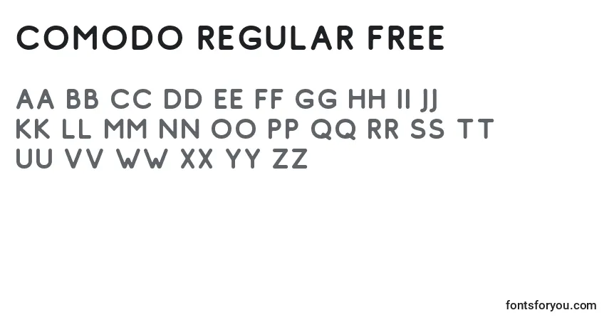 Czcionka Comodo Regular Free (123893) – alfabet, cyfry, specjalne znaki
