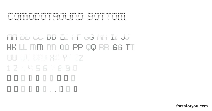 Schriftart ComodotRound Bottom – Alphabet, Zahlen, spezielle Symbole