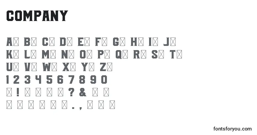 Fuente COMPANY - alfabeto, números, caracteres especiales