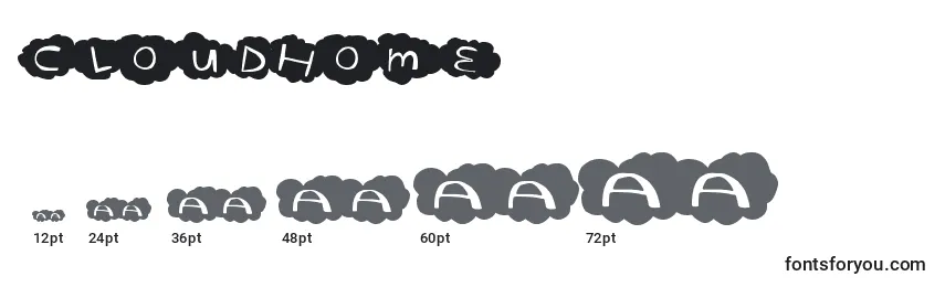 Größen der Schriftart Cloudhome