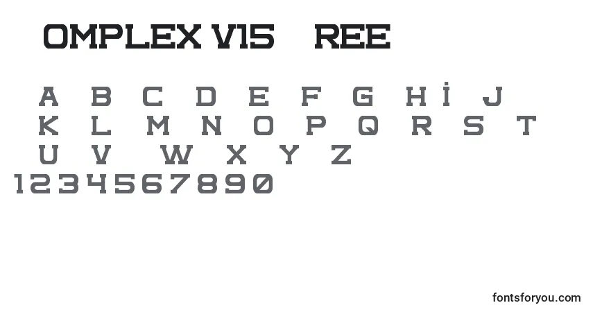 A fonte Complex v15 Free – alfabeto, números, caracteres especiais