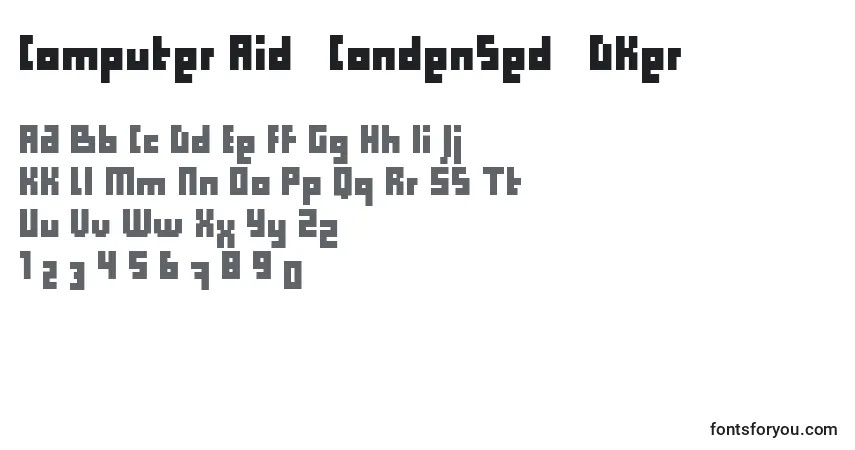 Czcionka Computer Aid   Condensed   Dker – alfabet, cyfry, specjalne znaki