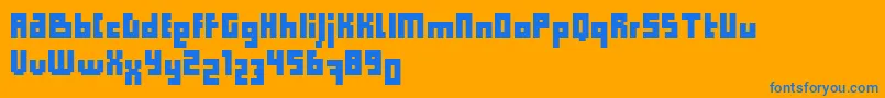 Computer Aid   Condensed   Dker-Schriftart – Blaue Schriften auf orangefarbenem Hintergrund