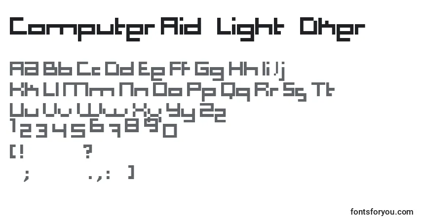 A fonte Computer Aid   Light   Dker – alfabeto, números, caracteres especiais
