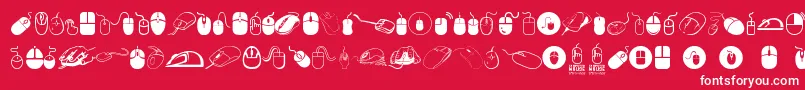 computer mouse-Schriftart – Weiße Schriften auf rotem Hintergrund