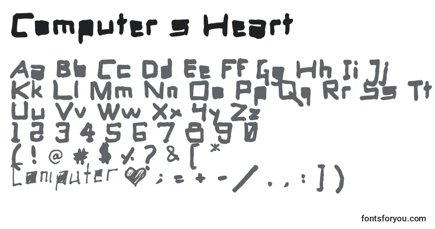 Schriftart Computer s Heart – Alphabet, Zahlen, spezielle Symbole