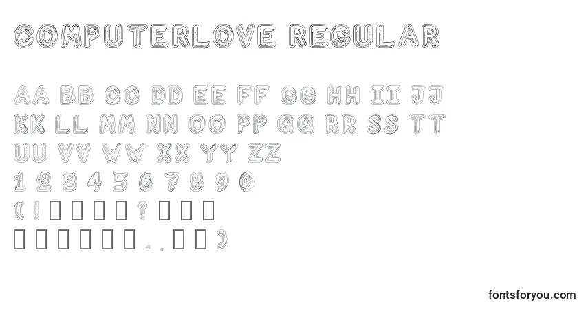 Schriftart ComputerLove Regular – Alphabet, Zahlen, spezielle Symbole