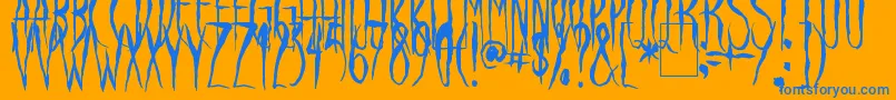 RavenSong-Schriftart – Blaue Schriften auf orangefarbenem Hintergrund