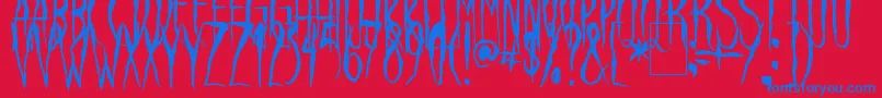 フォントRavenSong – 赤い背景に青い文字