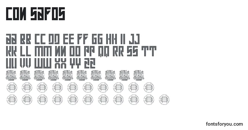 Schriftart Con Safos – Alphabet, Zahlen, spezielle Symbole