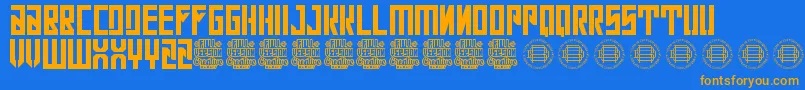Con Safos-Schriftart – Orangefarbene Schriften auf blauem Hintergrund