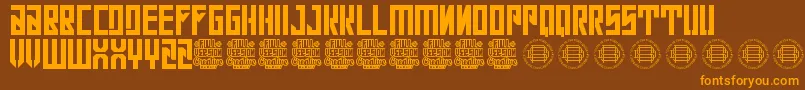 Con Safos-Schriftart – Orangefarbene Schriften auf braunem Hintergrund