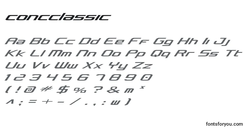 Czcionka Concclassic – alfabet, cyfry, specjalne znaki