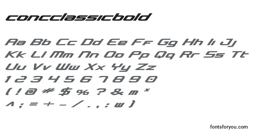 Czcionka Concclassicbold – alfabet, cyfry, specjalne znaki