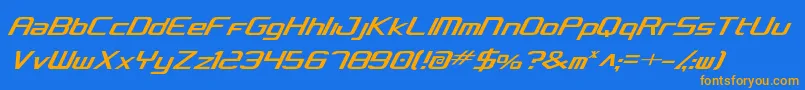 Czcionka concclassiccond – pomarańczowe czcionki na niebieskim tle